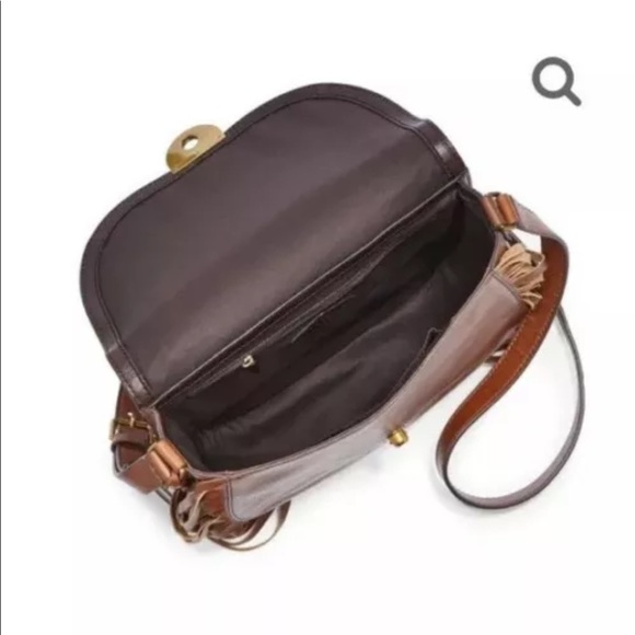 NWT Fossil Women’s Brown Leather Fringe Saddle Crossbody Bag - Picture 4 of 11
